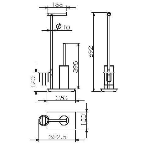 Стойка LANGBERGER BURANO 70281B напольная цвет хром