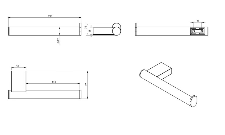 Бумагодержатель LANGBERGER ACCESSORIES 28043C-BP подвесной цвет черный матовый