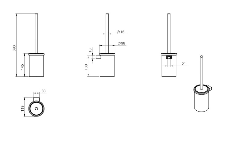 Ерш LANGBERGER ACCESSORIES 28025E-BP подвесной цвет черный матовый
