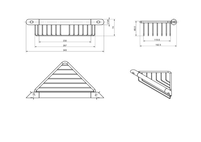 Душевая полка LANGBERGER ACCESSORIES 72155 подвесная с поручнем цвет хром