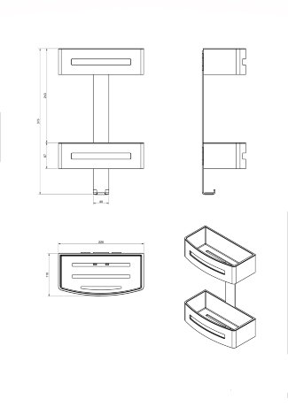 Душевая полка LANGBERGER ACCESSORIES 75762 подвесная с крючком для водосгона цвет хром