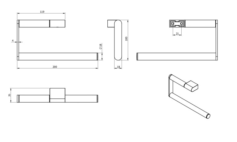 Полотенцедержатель LANGBERGER 28038A-BP подвесной цвет черный матовый