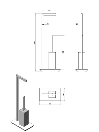 Стойка LANGBERGER ALSTER 70481-BP напольная цвет черный матовый