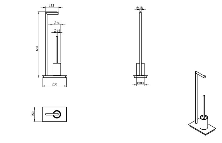 Стойка LANGBERGER ACCESSORIES 72981-BP напольная цвет черный матовый