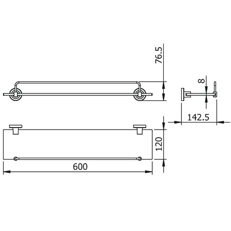 Полка LANGBERGER BURANO 11051F подвесная цвет хром