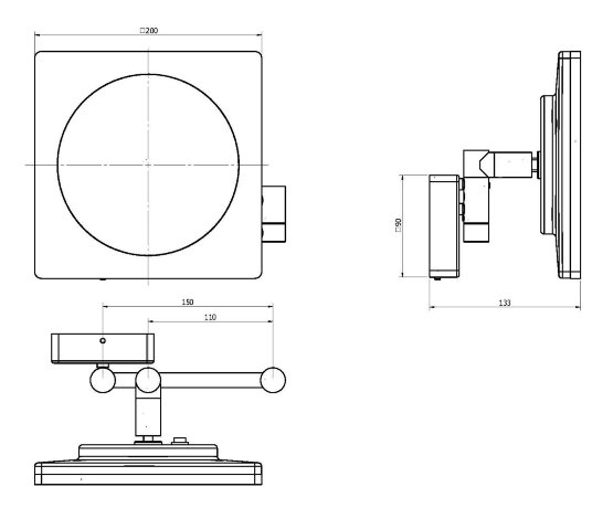 Зеркало LANGBERGER LEDRO 73485 подвесное поворотное трехкратное увеличение с подсветкой кабель в стене цвет хром