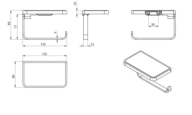 Бумагодержатель LANGBERGER ACCESSORIES 35041D подвесной с полкой цвет хром