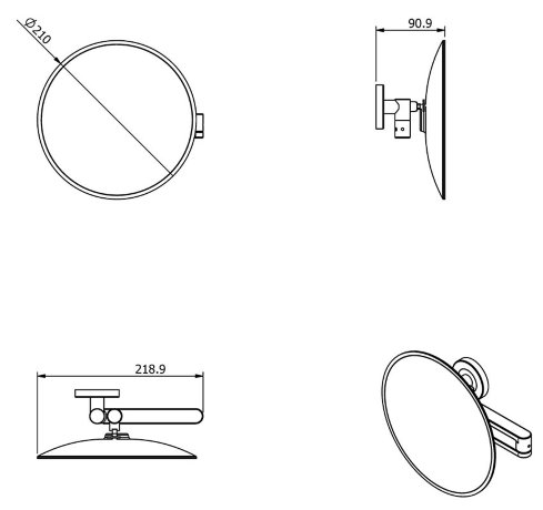 Зеркало LANGBERGER ACCESSORIES 75885-5 подвесное поворотное пятикратное увеличение без подсветки цвет хром