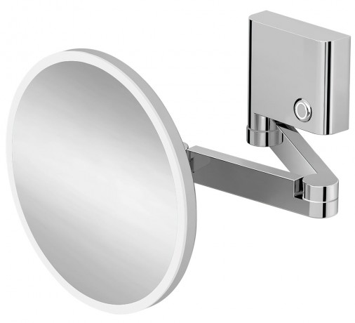 Зеркало LANGBERGER ACCESSORIES 82185-5S подвесное поворотное пятикратным увеличение с подсветкой кабель в стене цвет хром